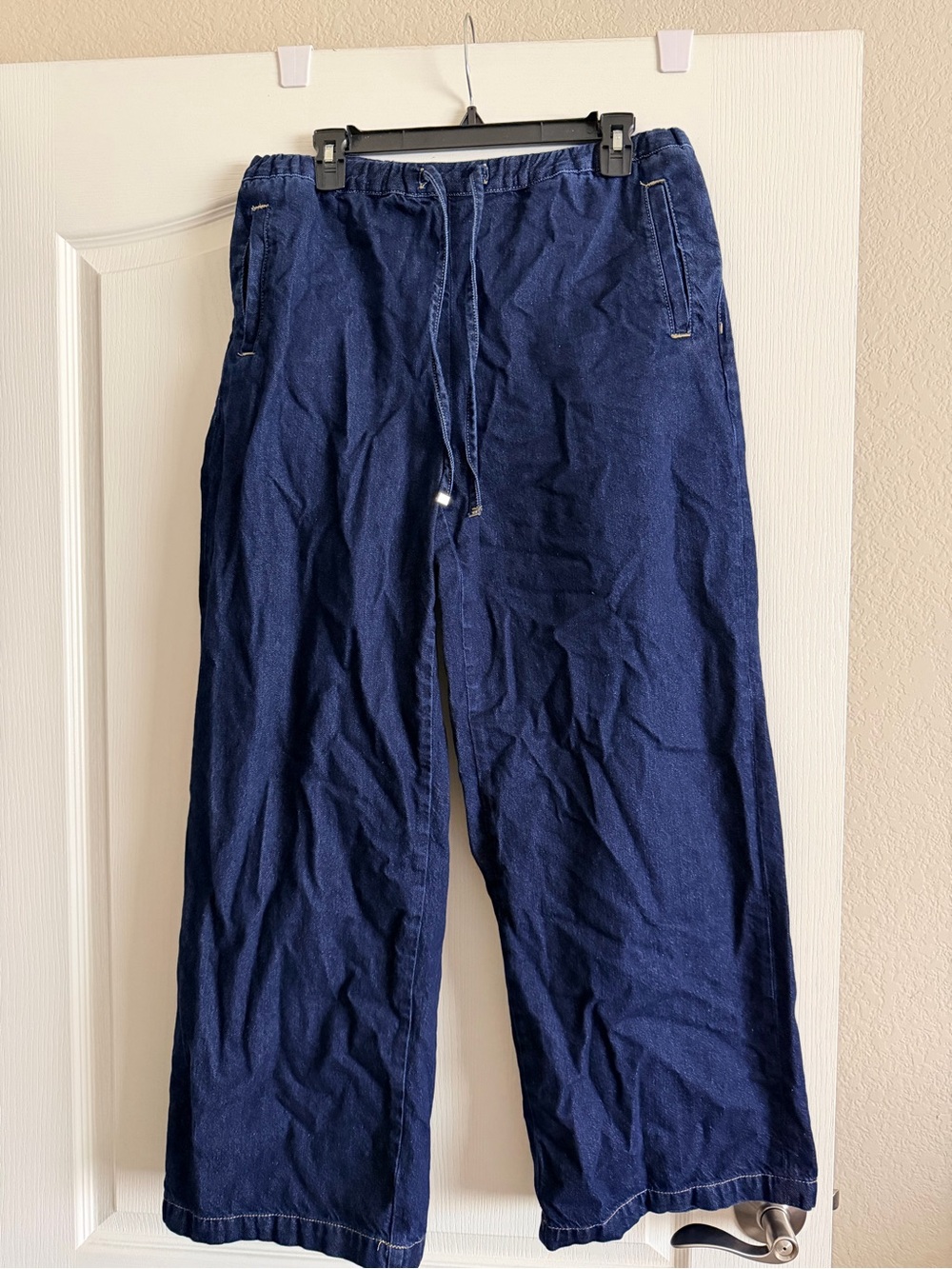 Zara Navy Blue Drawstring Wide-Leg Pants